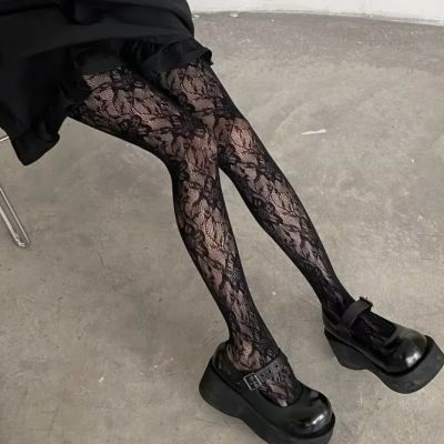 Y2K Gothic Flower Fishnet Tights Stockings – Edgy and Trendy Statement Piece